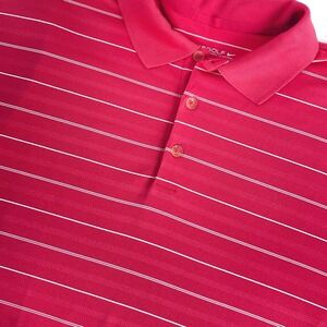 Nike Golf Polo Large Dri Fit Performance Pink Striped Wicking Short Sleeve‎ Mens